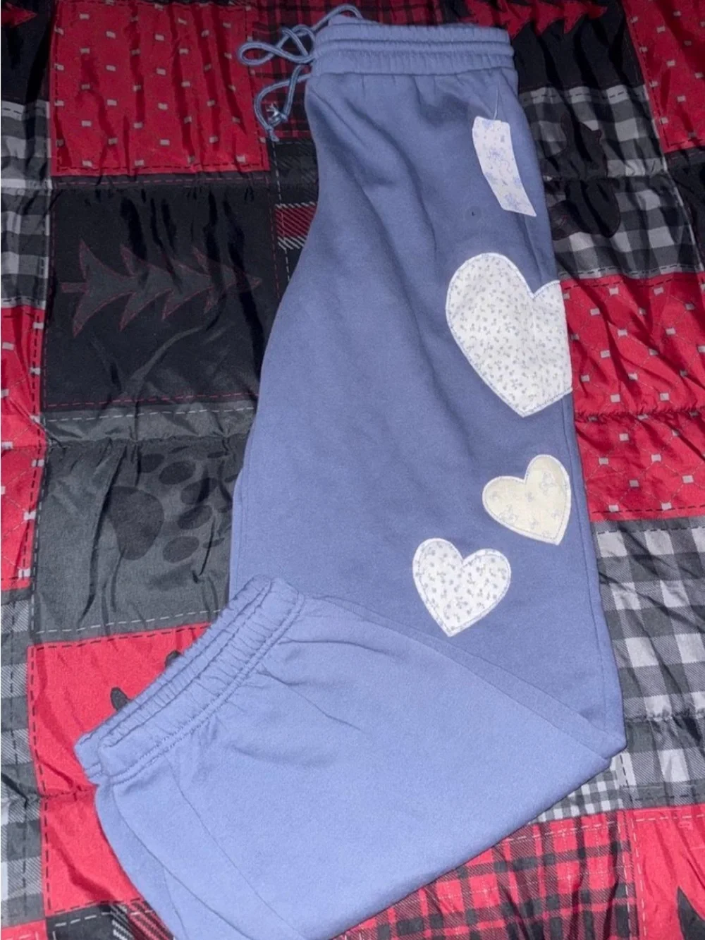Demetra for Aeropostale Ditsy Blue and cream Heart Lounge Pants Set